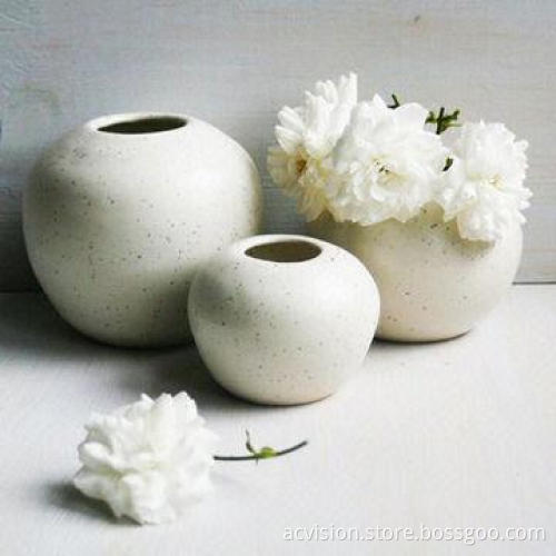 Round-shaped Ceramic Small Flower Vase, Suitable for Table and Hotel/Home Decoration